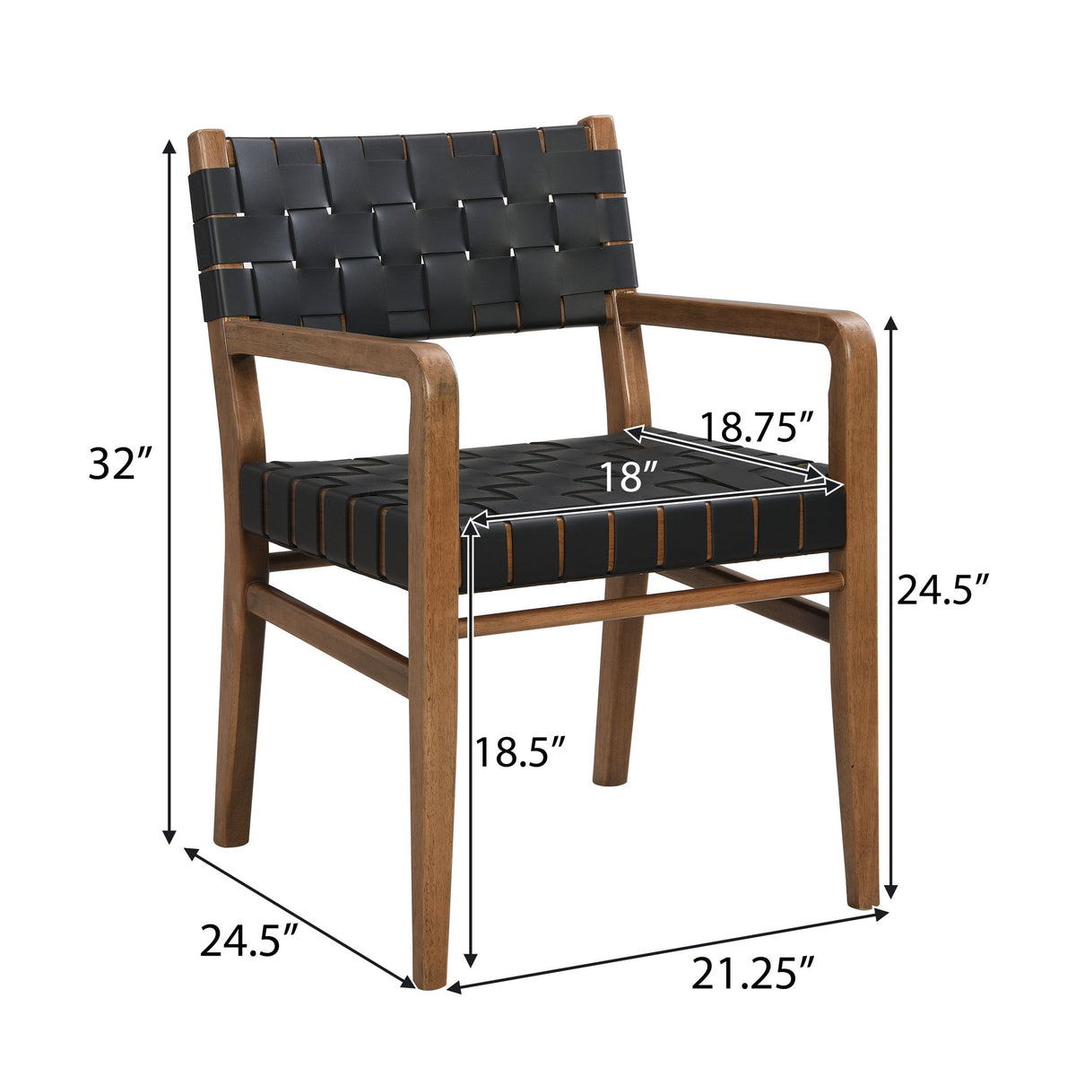 Modern Style Dining Chair With Upholstery - Black