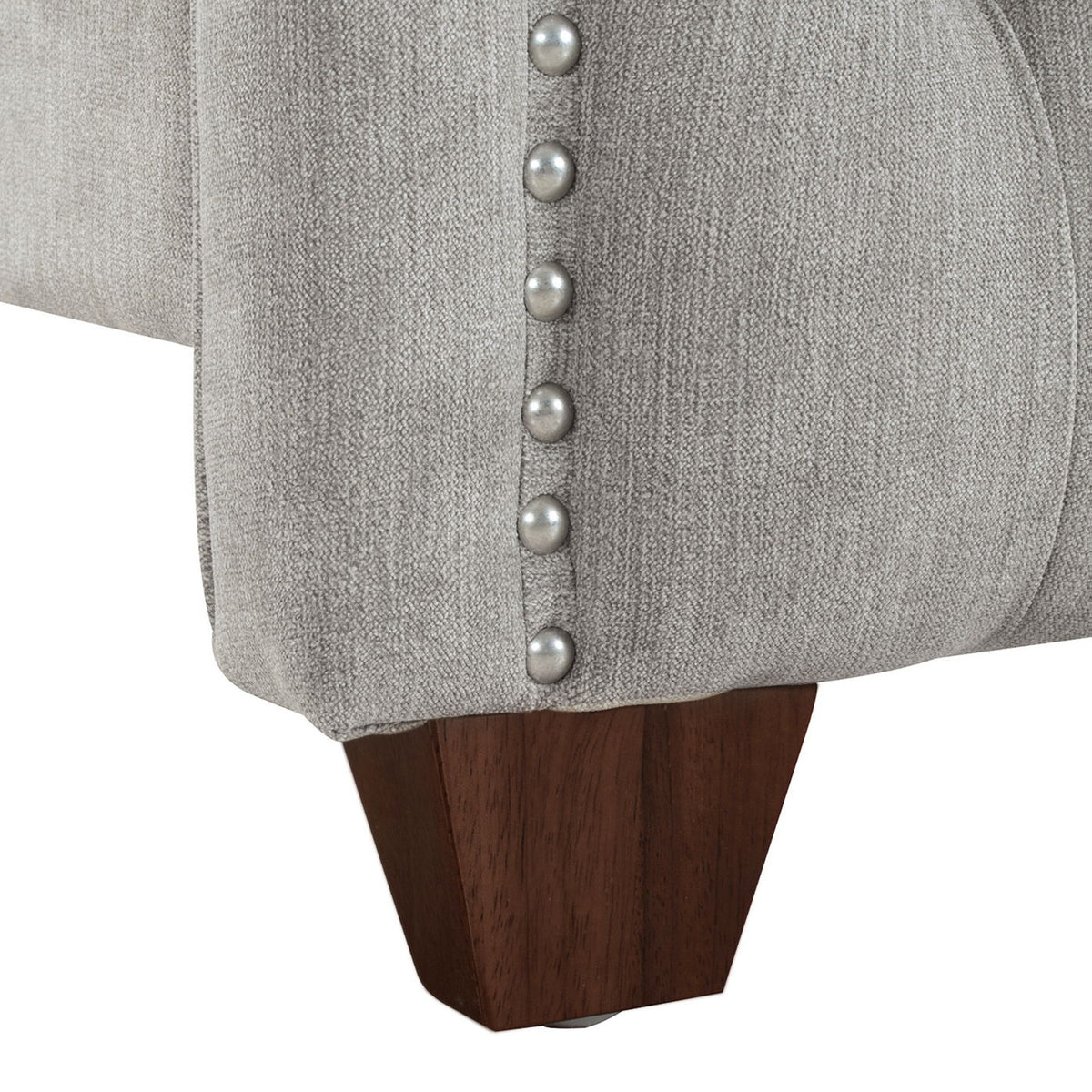 Marcella - King Upholstered Shelter Headboard Bed Set - Silver Gray