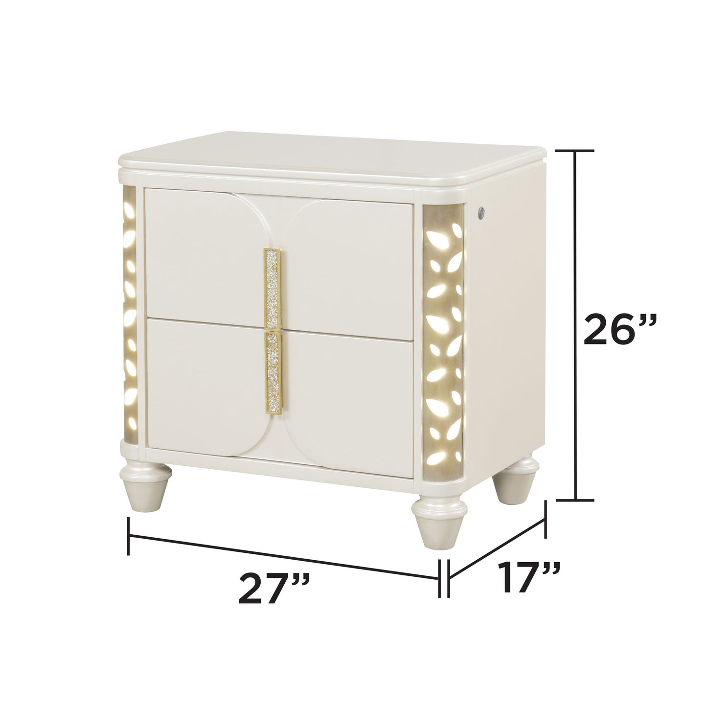 Cinderella - Nightstand With LED Accents And 2 Storage Drawers - Beige