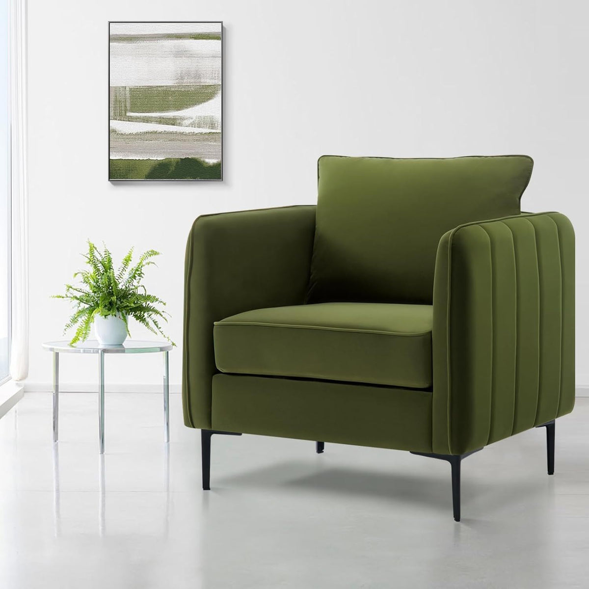 Accent Chair With Pillow For Living Room - Green