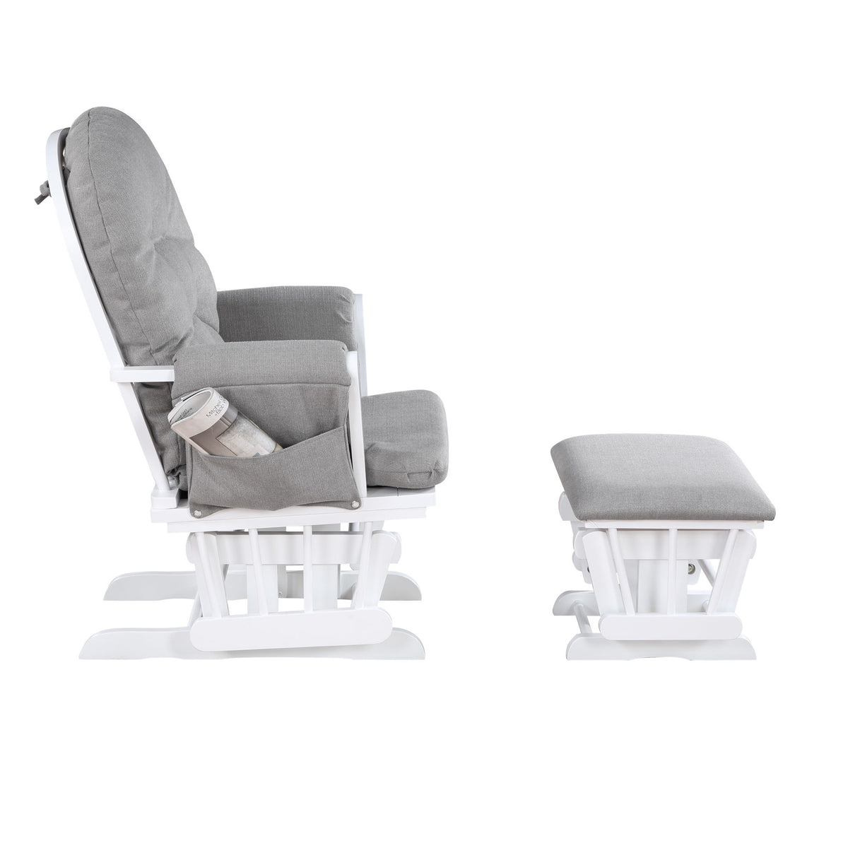 Mason - Glider And Ottoman White Wood - Gray