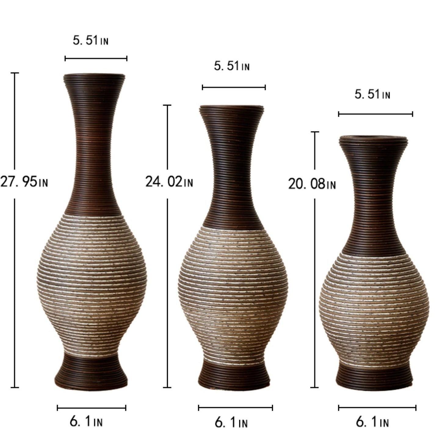 Tall Designer Floor Vase With Elegant 2 Tone