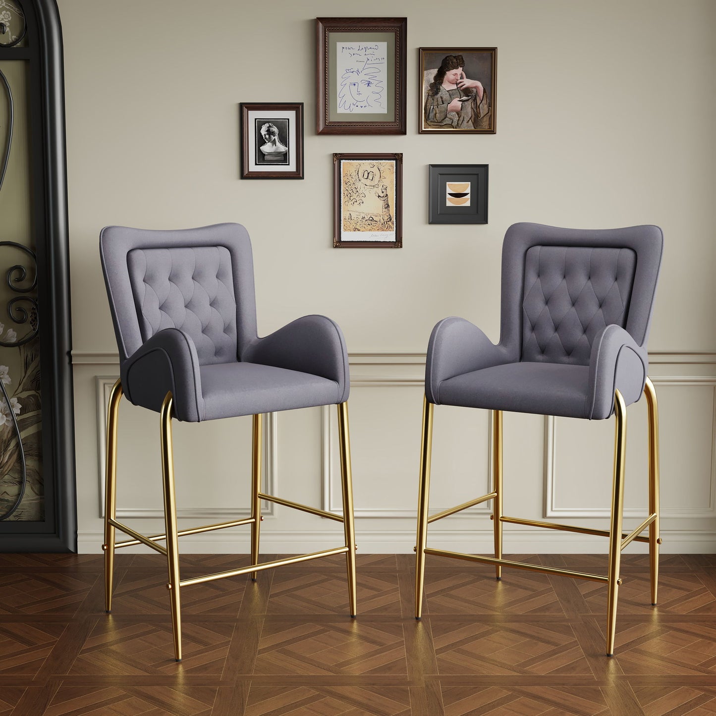 Fabric Counter Height Bar Stools (Set of 2)