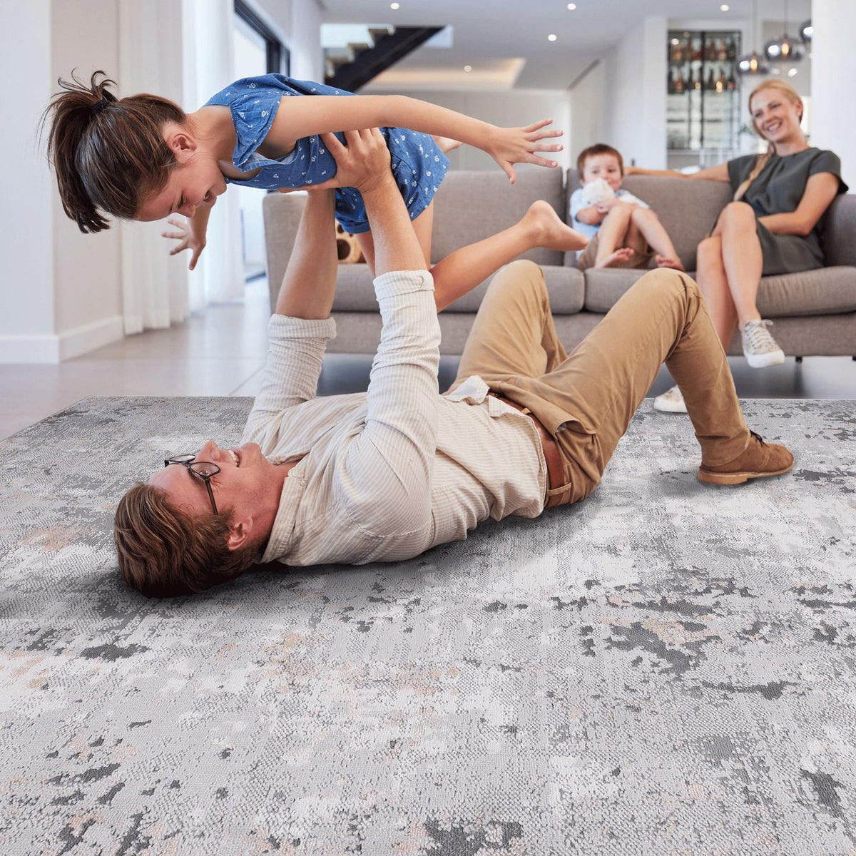 Marfi - 2' X 3' Abstract Area Rug - Gray Multi