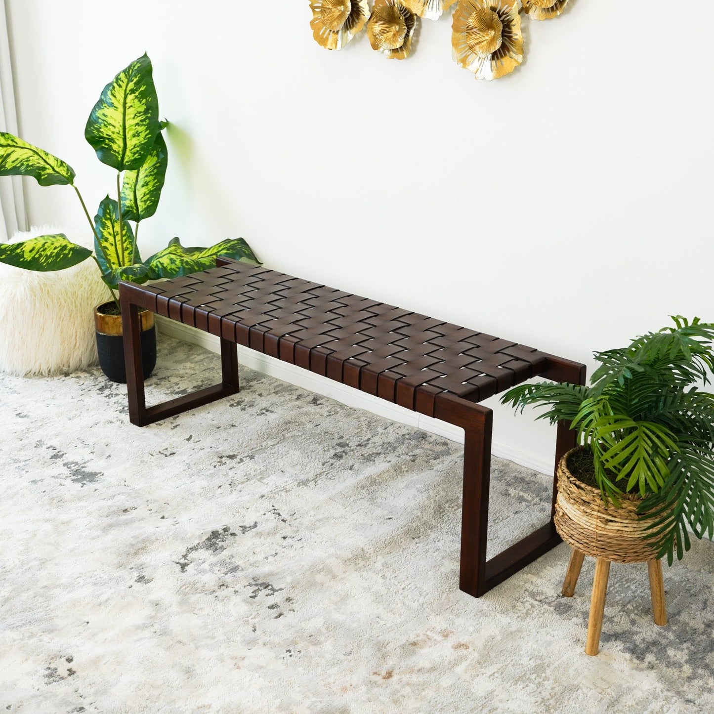 Christina - Bench - Cognac / Dark Brown / Tan