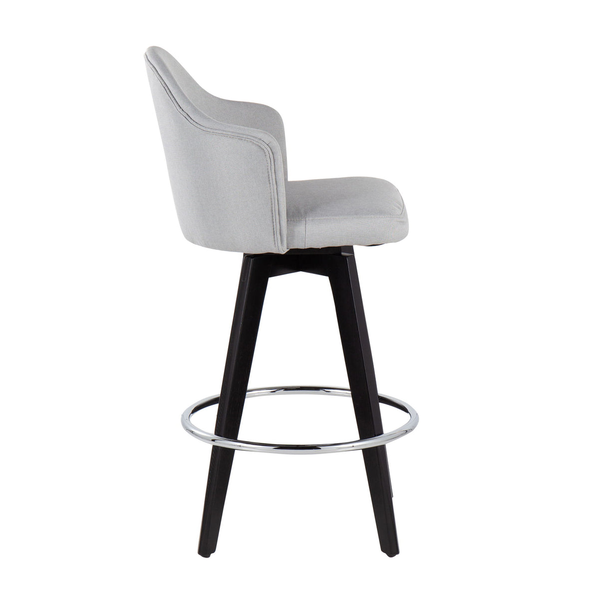 Ahoy - Contemporary Fixed Height Counter Stool Round Chrome Footrest (Set of 2) - Gray