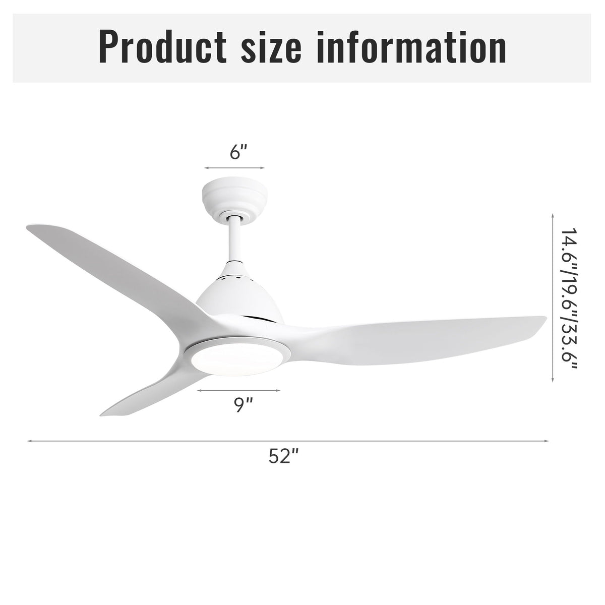 Ceiling Fan With Remote Control And LED Light, Blades, Reversible DC Motor For Indoor / Outdoor Use - White