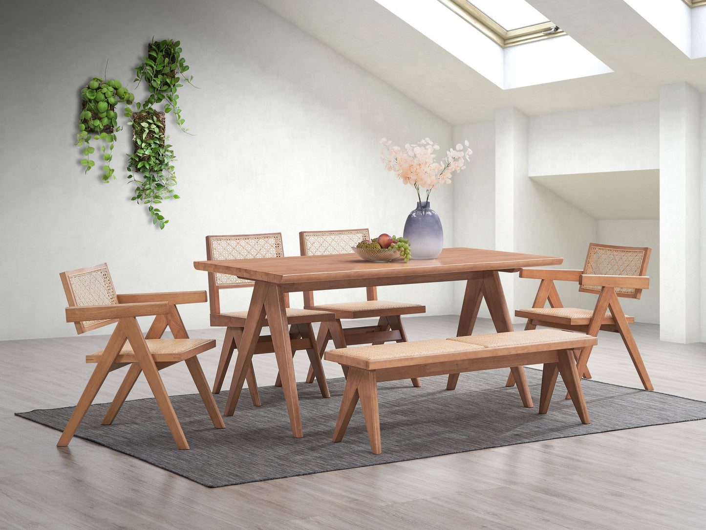 Valentina - 6 Piece Patio Furniture Set - Rattan / Natural