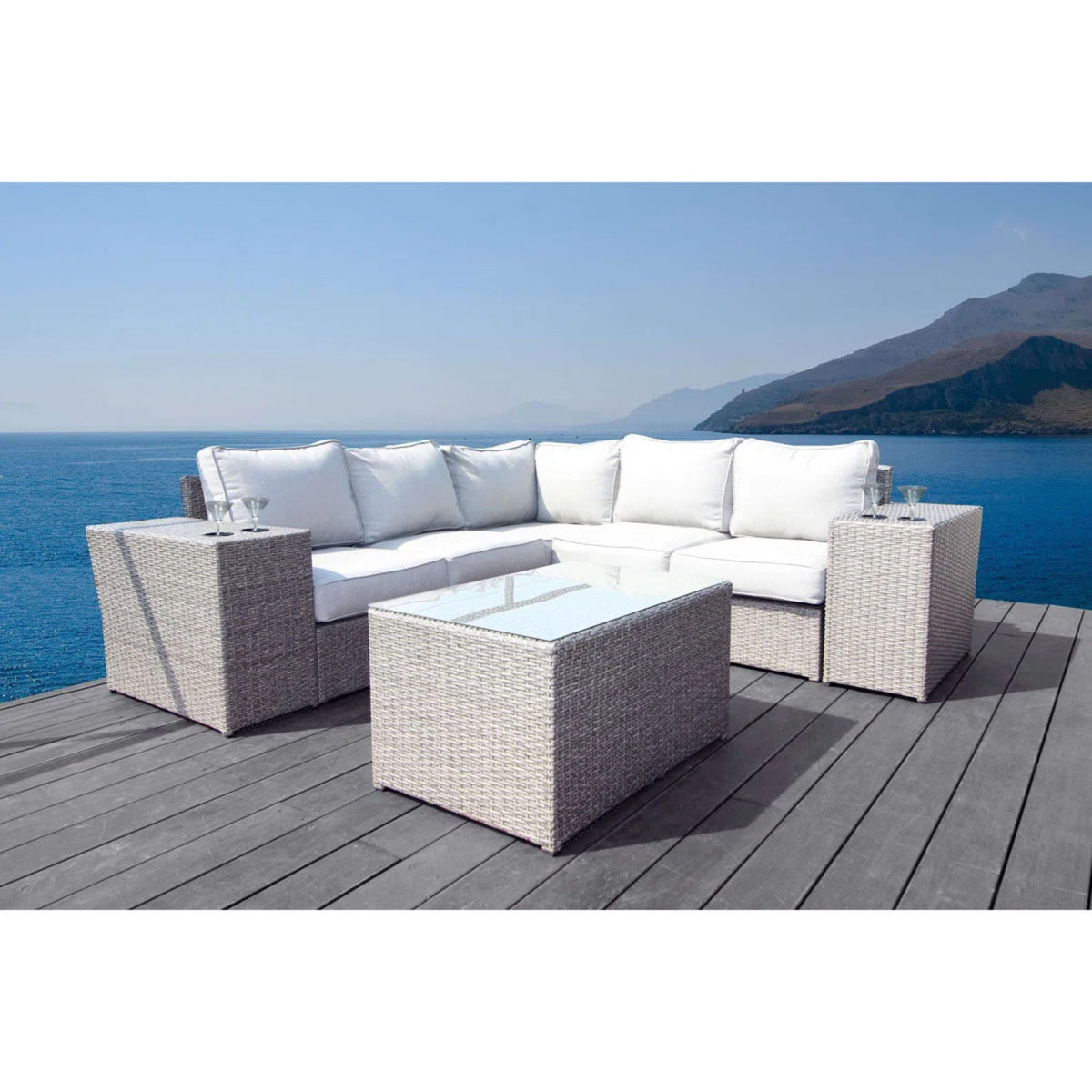 4 Piece Wicker Outdoor Seating Group With Cushions - Gray Mix