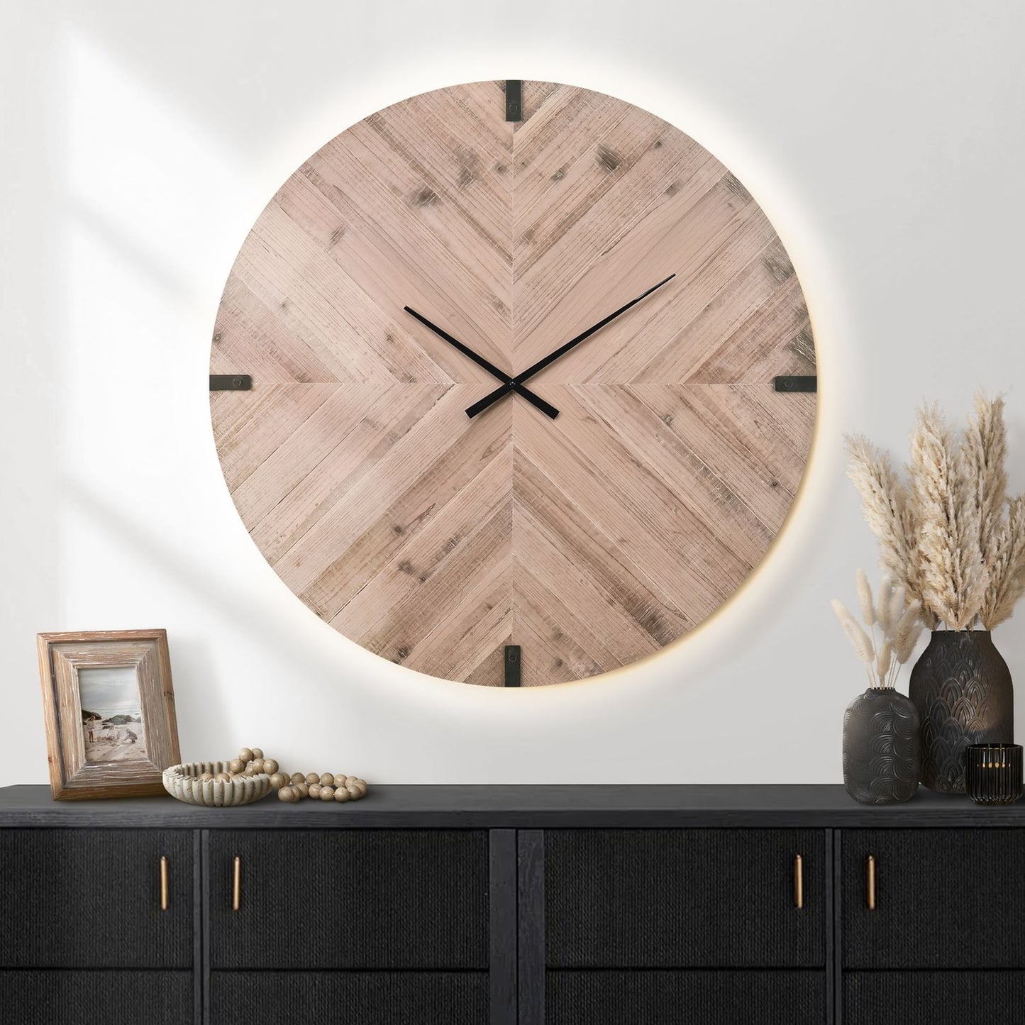 Wall Clock, Round, Large Oversized - Brown