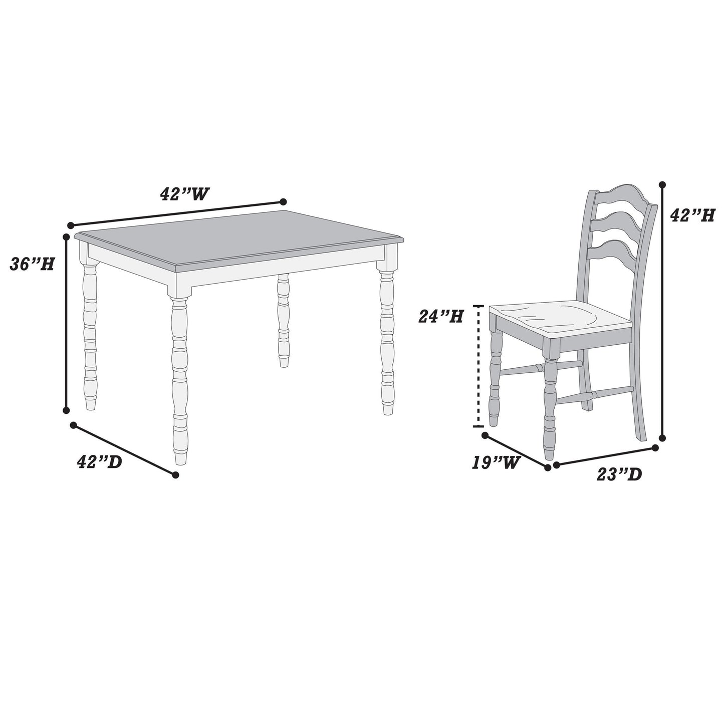 5 Piece Counter Height Dining Set With Table 4 Chairs - Oak / White
