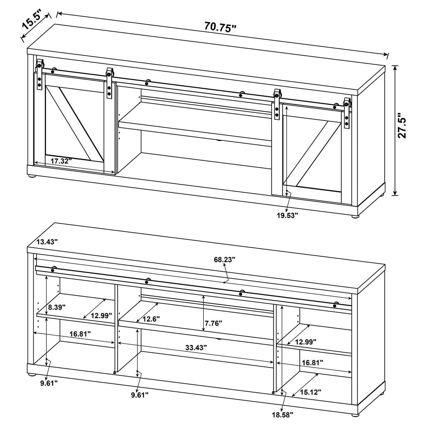 2 Door TV Stand - Driftwood