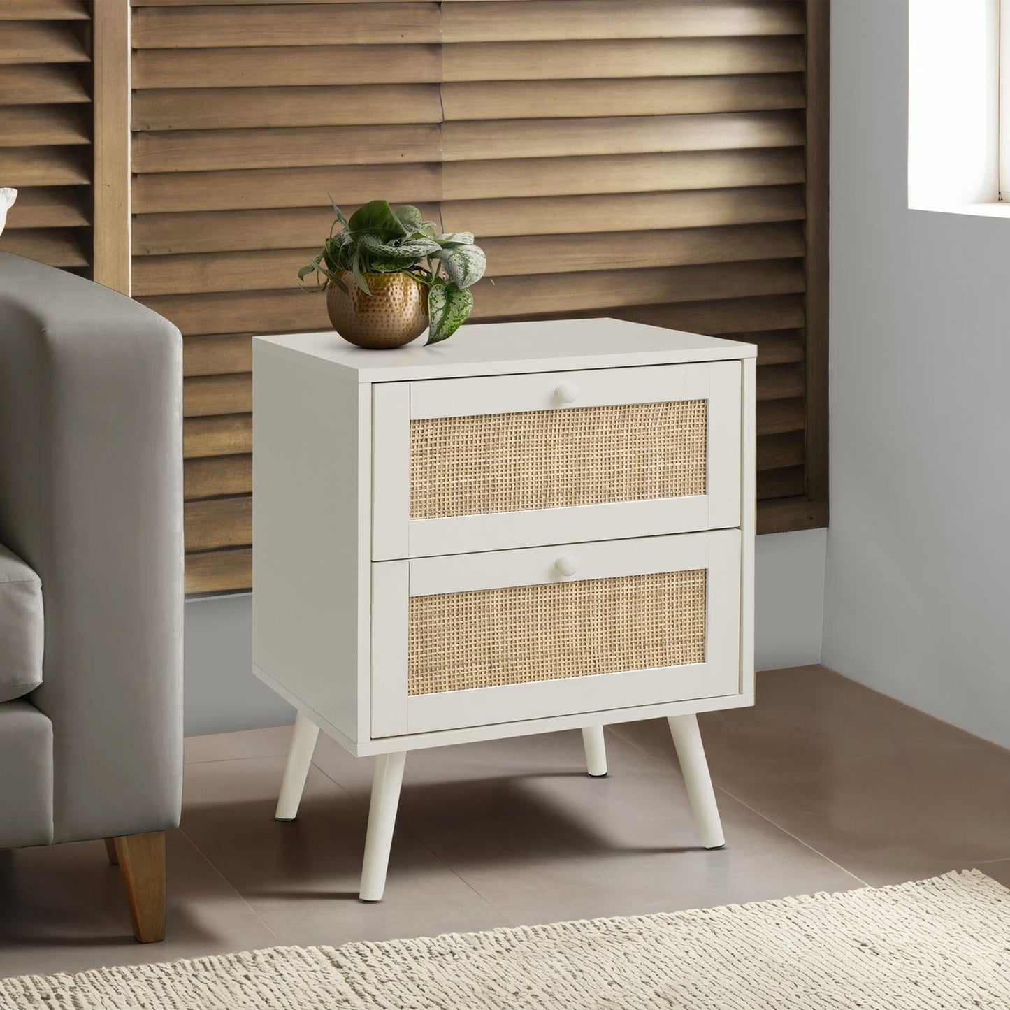 Accent Table & Storage Drawers - White