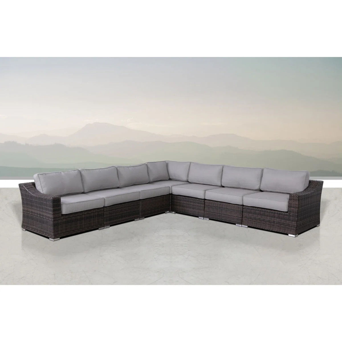 7 Piece Outdoor Sectional Seating Group With Cushions Wicker - Brown