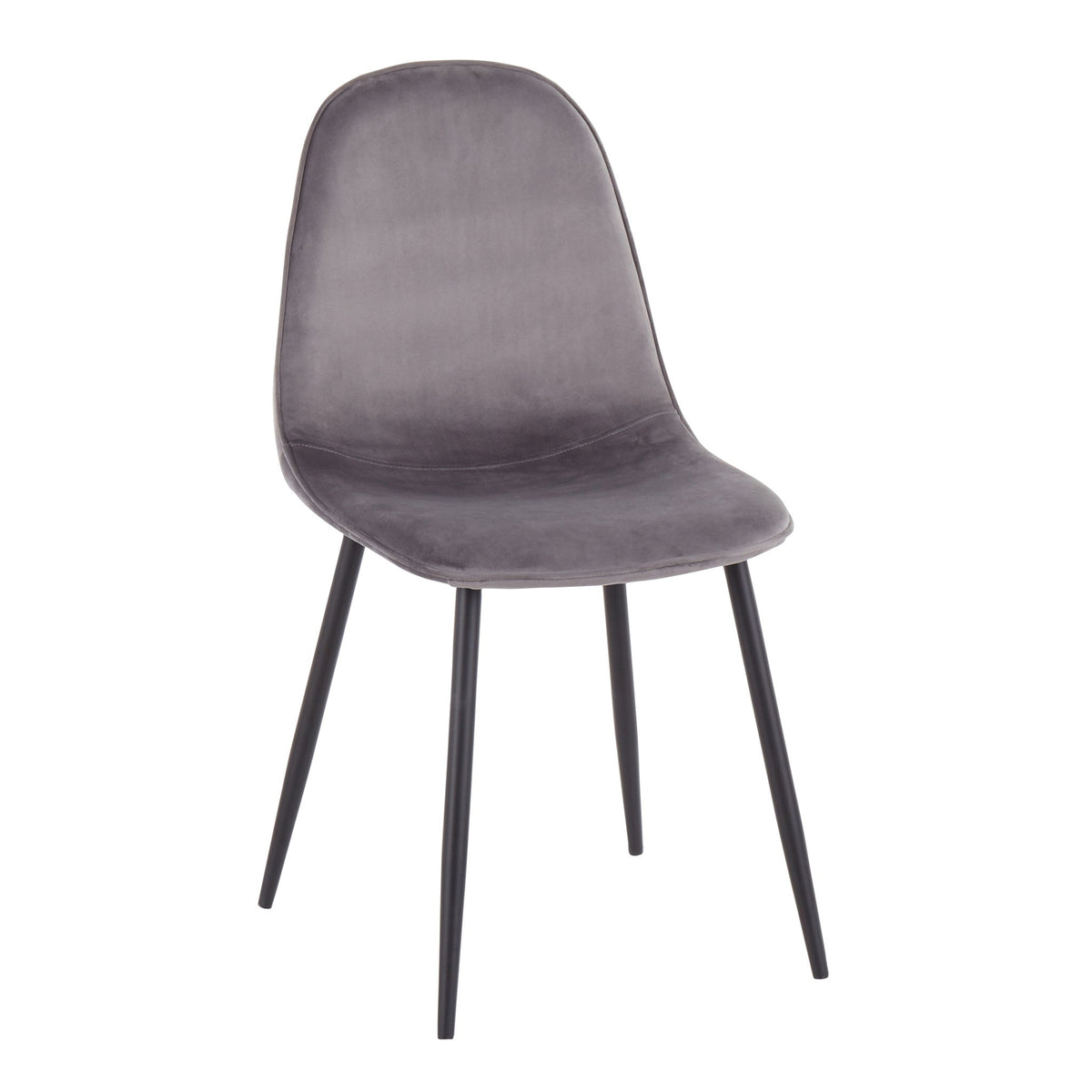 Pebble - Contemporary Chair (Set of 2) - Gray - Velvet