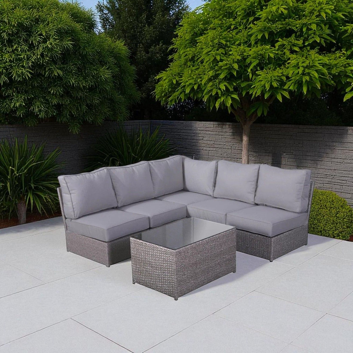 Patio 4 Person Seating Set With Cushions - Gray Mix