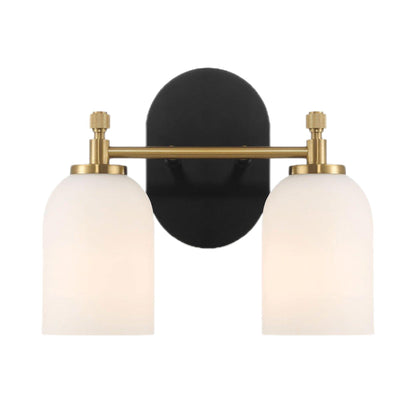 Vortex - 2 Lights Vanity In Style For Over Bathroom Mirror Wall Sconce - Black / Gold / White