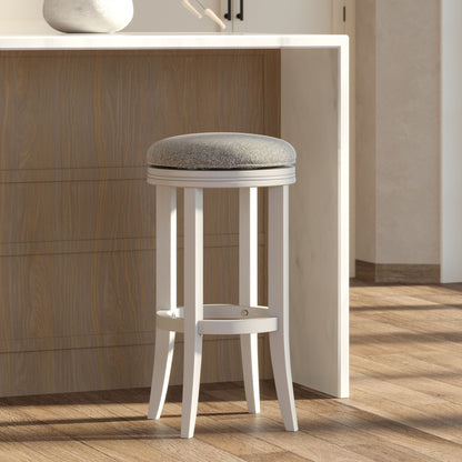 Backless Swivel Stool With Upholstered Seat
