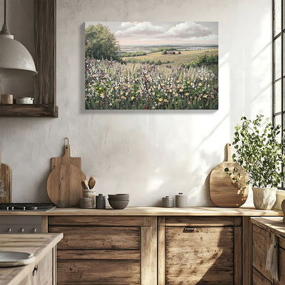 Framed Canvas Wall Art Vintage Decor, Landscape Wall Art - Green / Ivory