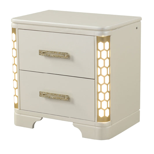 Jasmine - Nightstand With Side LED Lightning - Beige