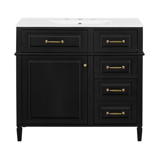 Modern Bathroom Vanity With Sink Top, Flip Drawer Design