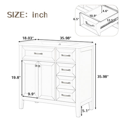 Modern Bathroom Vanity With Sink, Freestanding With Drawers And Doors
