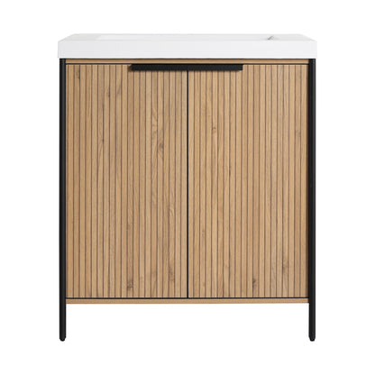 Modern Freestanding Bathroom Vanity With Resin Sink & Soft Close Cabinet Doors