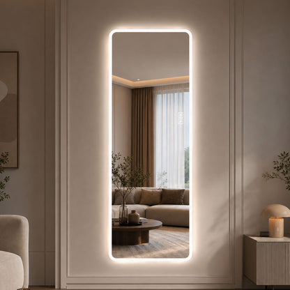 LED Full Length Mirror With Frosted Edge Lighting, 3 Color Temperatures