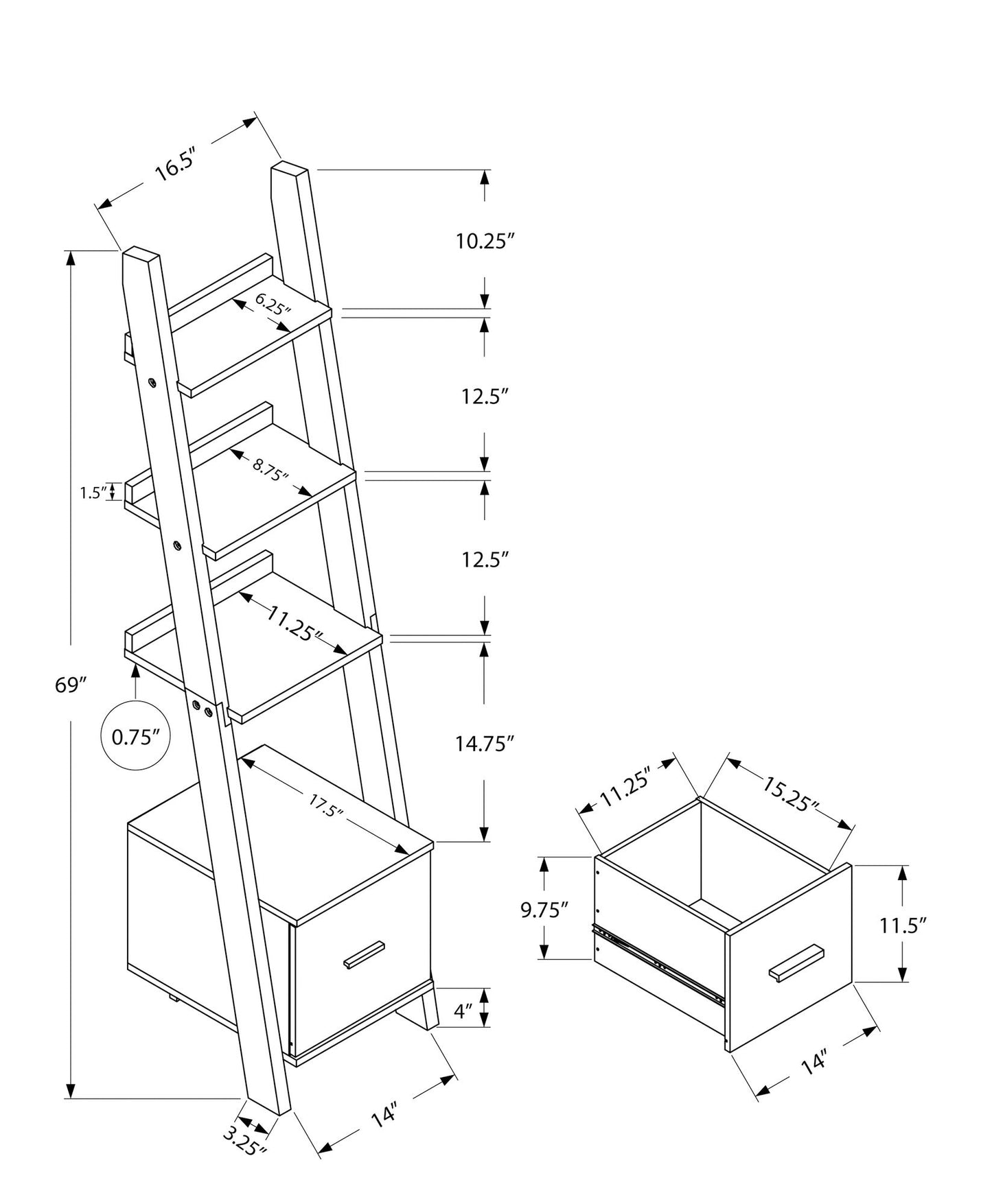 Bookshelf, Etagere, Corner, Ladder, For Office, Contemporary & Modern