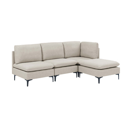Upholstered Modular Sectional With Tall Legs, Medium Firm Seat
