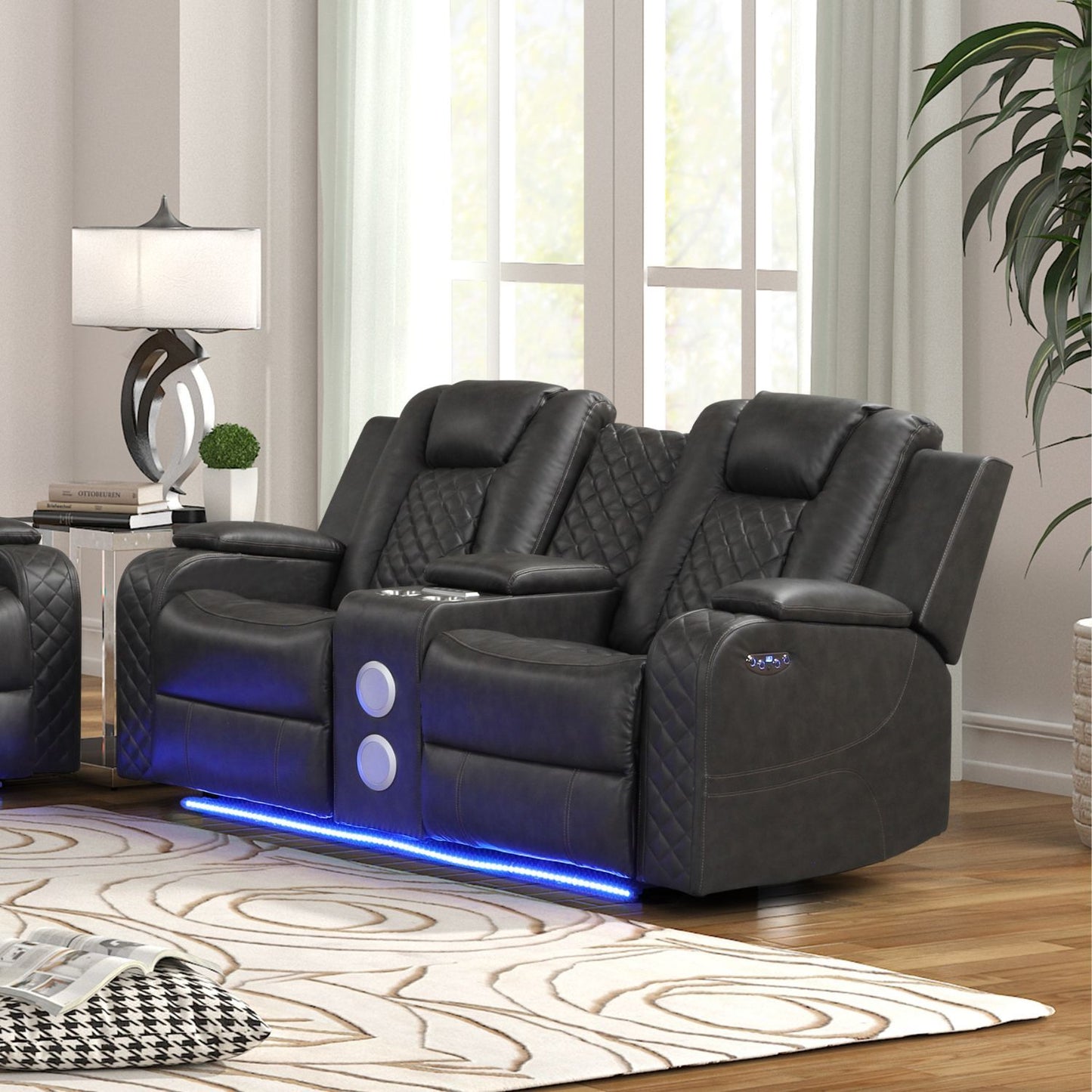Benz - Power Reclining Loveseat & LED Lighting And Built In USB