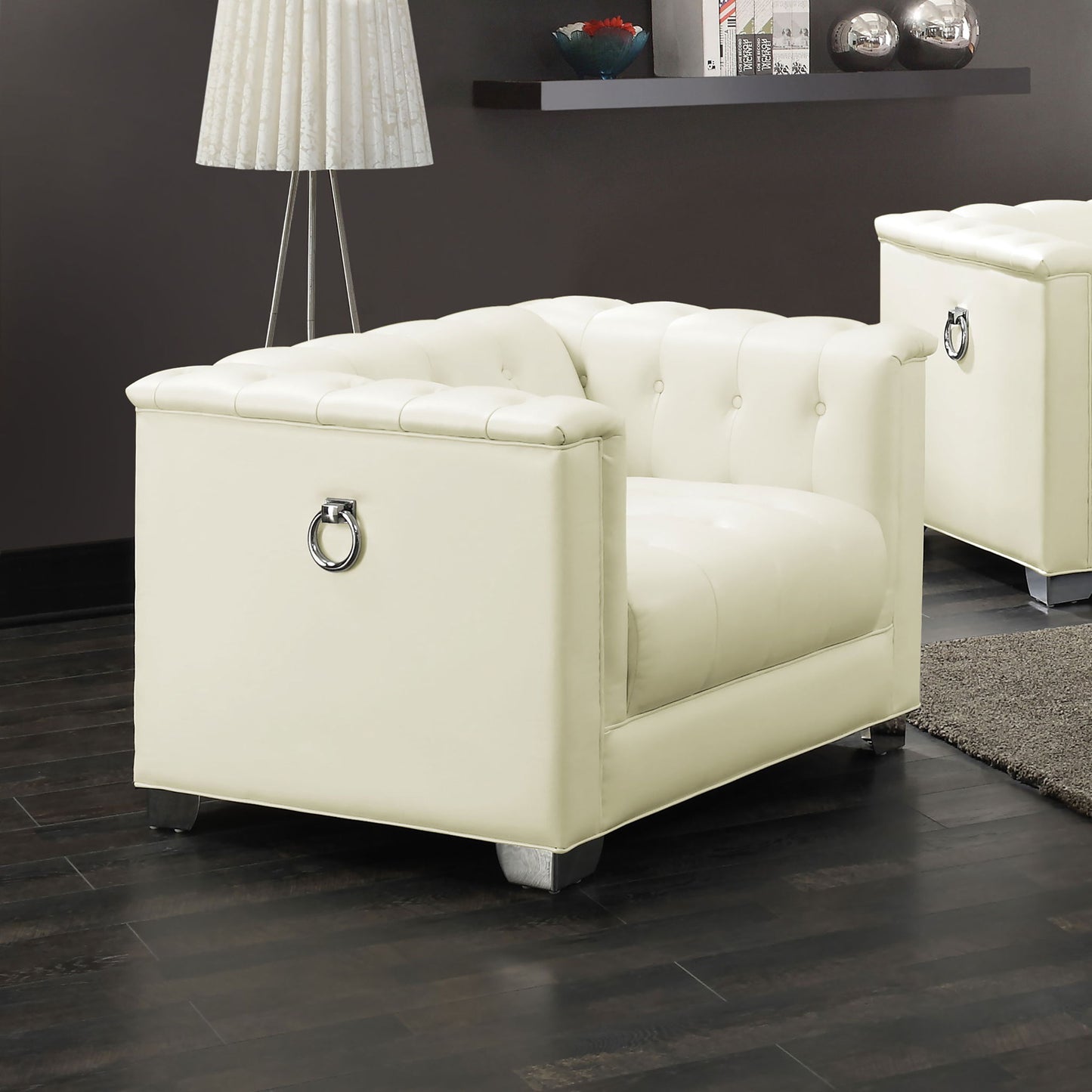 Earline - Upholstered Track Arm Accent Chair - White