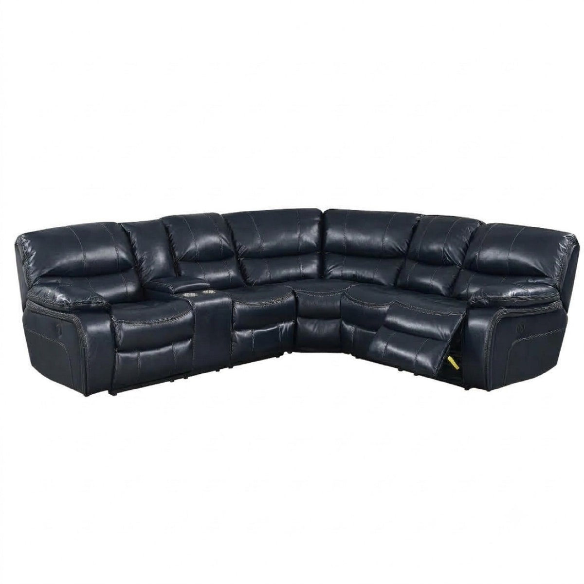 Power Motion Reclining Sectional Sofa With Console Cup Holders And USB Charging Port - Blue