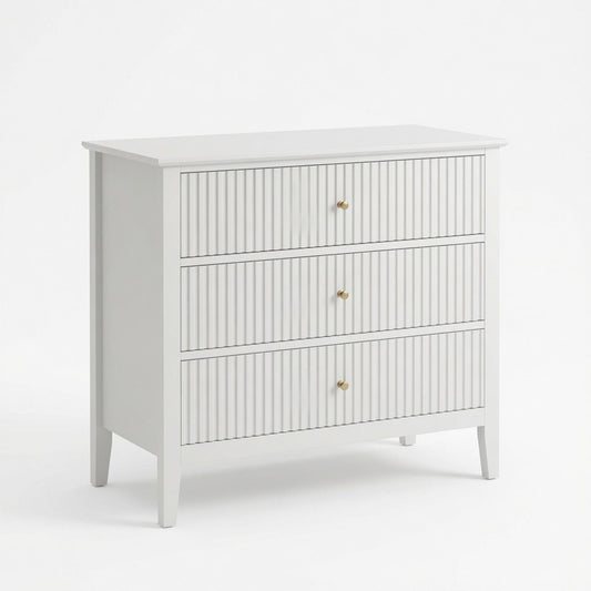 3 Drawer Nightstand, Wide With Soft Close Slides - White