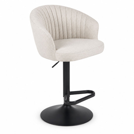 Adjustable Swivel Bar Stool With Upholstered Seat - Beige