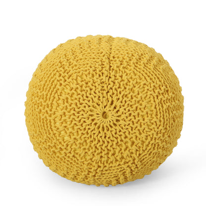 Bordeaux - Knitted Round Pouf Ottoman