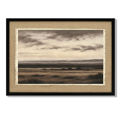 Vintage Landscape Large Framed Wall Art, Nature Wilderness Scenery Paintings Decor Aesthetic - Ember Black / Linen Sesame