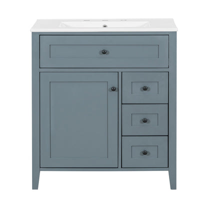Bathroom Vanity With Sink, 3 Drawers And Adjustable Shelf