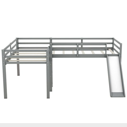 L Shaped Loft Bed With Ladder And Slide