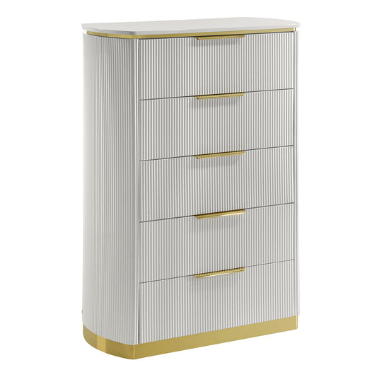 Giovanni - 5 Drawer Chest - White
