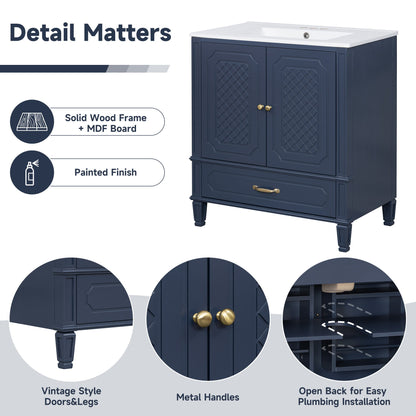 Bathroom Vanity With Sink, Soft Closing Door, Multi Functional Storage