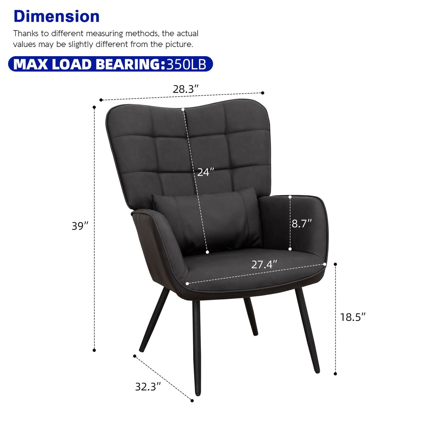 Modern Accent Arm Chair High Back With Metal Legs And Soft Padded
