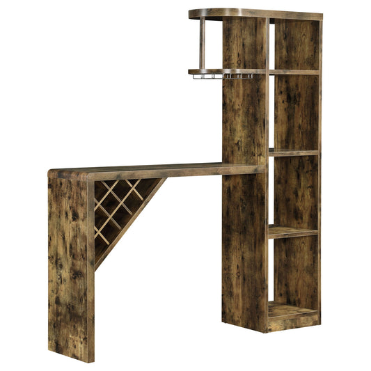 Kady - 5 Shelf Home Bar Table With Wine & Stemware Storage - Brown