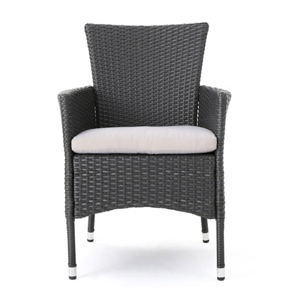 Dimensional Outdoor Dining Chair With Cushion Seat And Iron Frame (Set of 2)