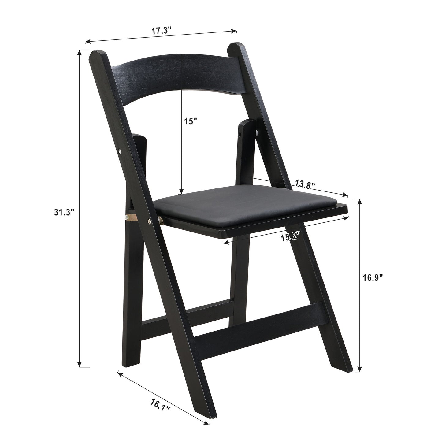Solid Wood Upholstered Folding Chair Set, Dining Room (Set of 4)