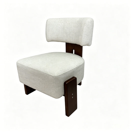 Geometric Armless Accent Chair - Beige / Brown