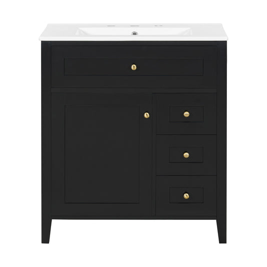 Bathroom Vanity With Sink, 3 Drawers And Adjustable Shelf