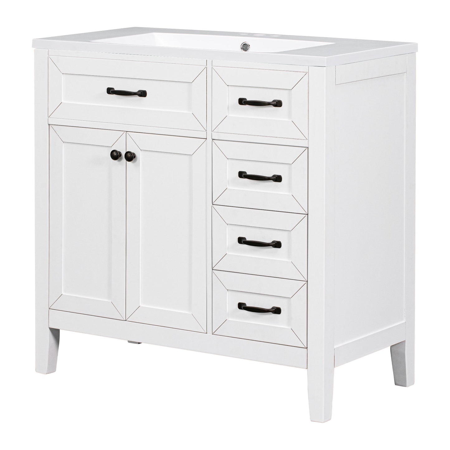 Modern Bathroom Vanity With Sink, Freestanding With Drawers And Doors