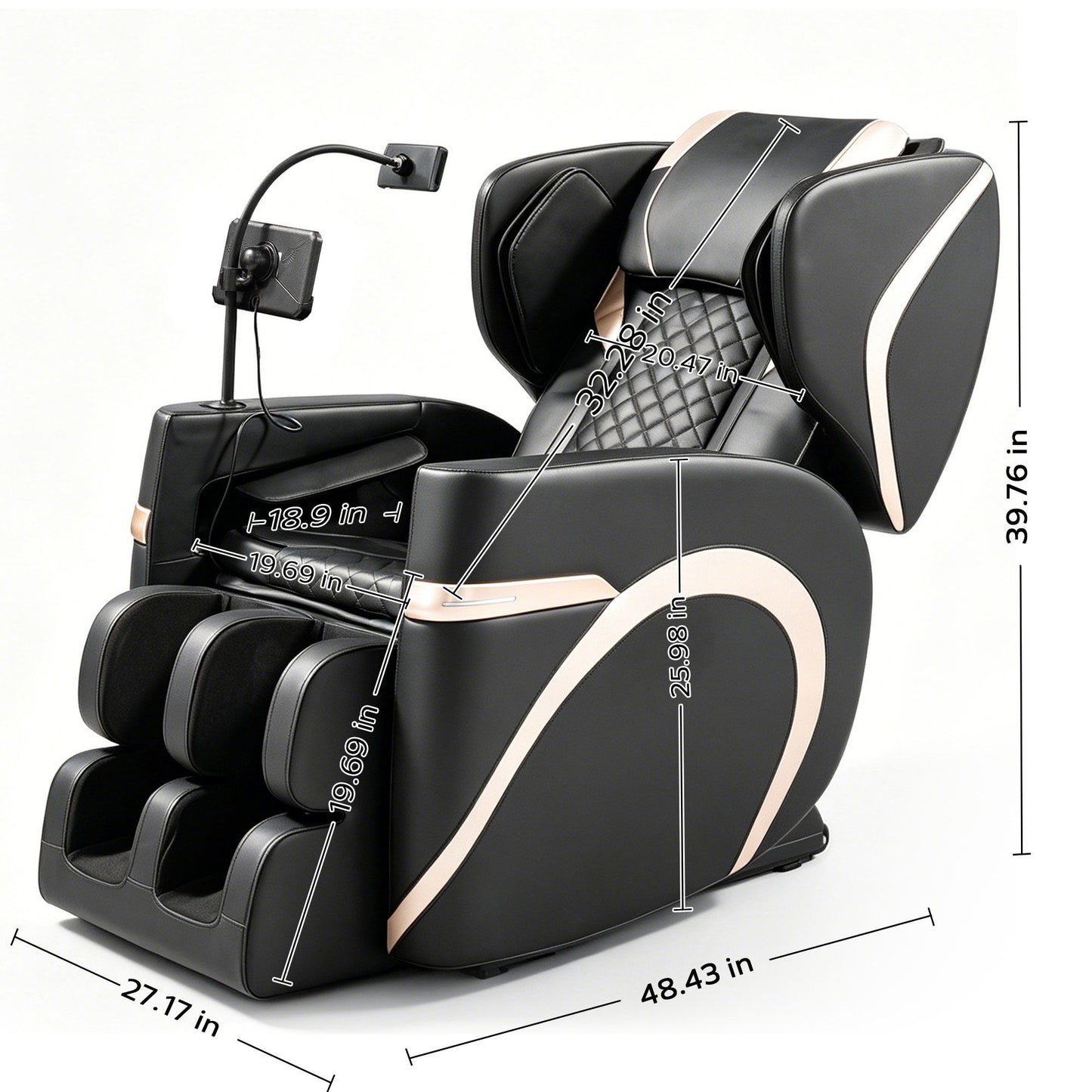 Massage Chair Recliner & Zero Gravity, Full Body Air Pressure - Black