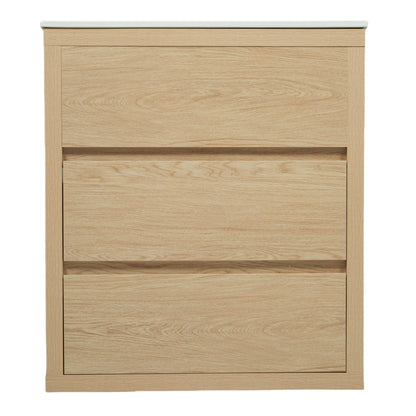 Freestanding Bathroom Vanity With Ceramic Sink, 2 Full Extension Drawers